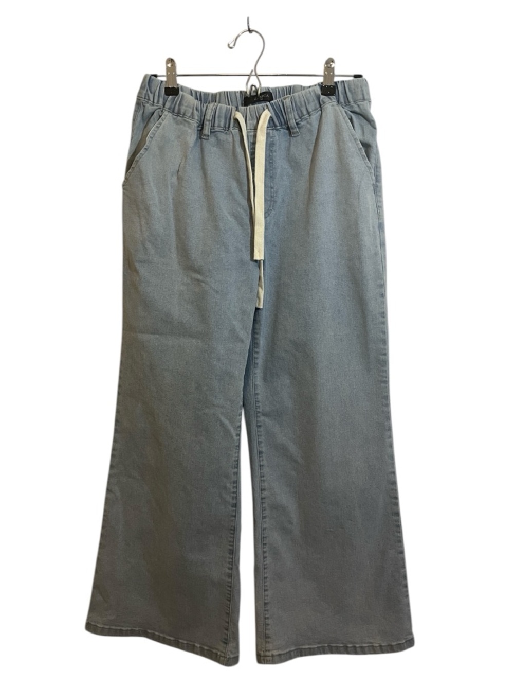 Zesica Wide Leg Drawstring Jeans - Light Blue Size Medium